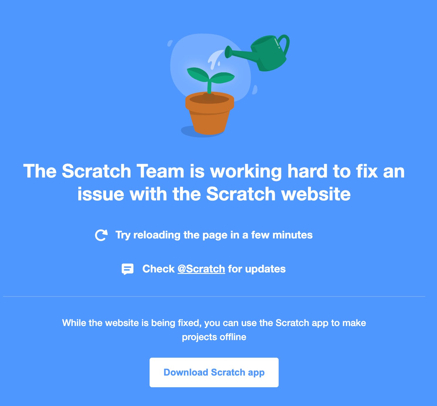 スクラッチのサイトがダウンするとこうなる スクラッチコーチ