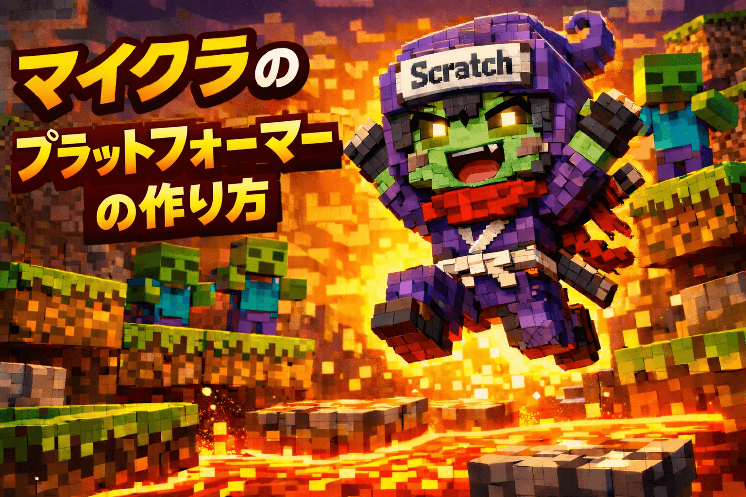 スクラッチでマインクラフト風ゾンビプラットフォーマーの作り方①物理
