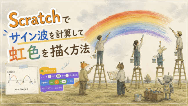 サイン波を計算して虹色を描く方法